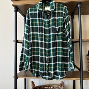Treasure Bond Boyfriend Fit Green Plaid Print